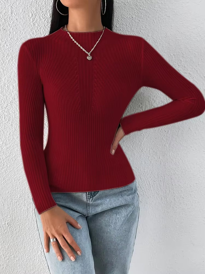 2024 Autumn/Winter Women’s Solid White & Black Turtleneck Sweaters – Long Sleeve Fashion Pullovers